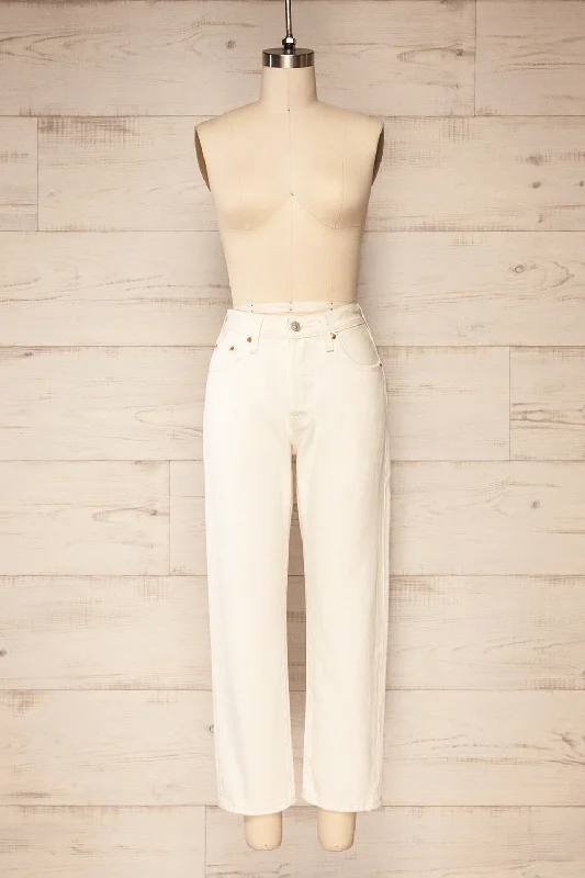 Cassius | Ivory High-Waisted Straight Leg Jeans