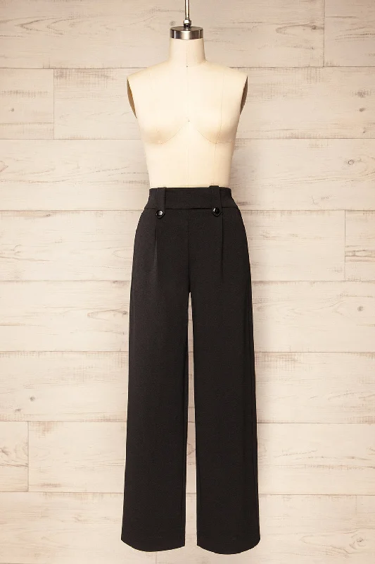 Clovelly Black | Straight-Leg Pants w/ Pockets