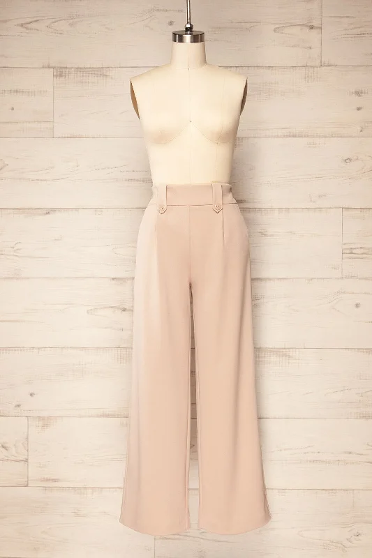 Clovelly Taupe | Straight-Leg Pants w/ Pockets