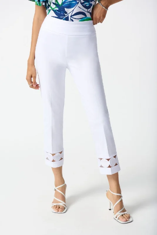 Joseph Ribkoff Embroidered Cutout Hem Pull On Cropped Pants 242131