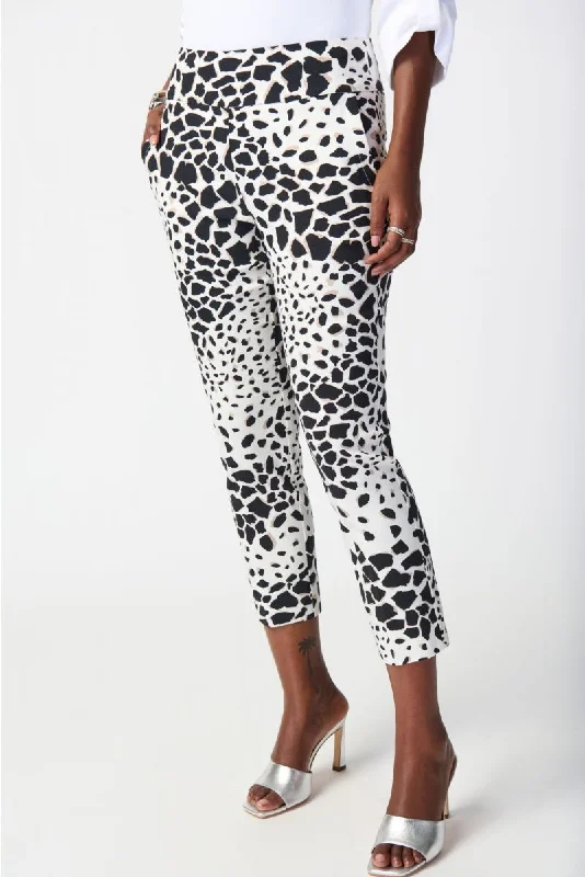 Joseph Ribkoff Vanilla/Multi Animal Print Pull On Capri Pants 241264