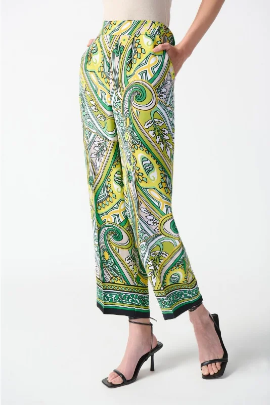 Joseph Ribkoff Vanilla/Multi Paisley Print Pull On Cropped Pants 242010