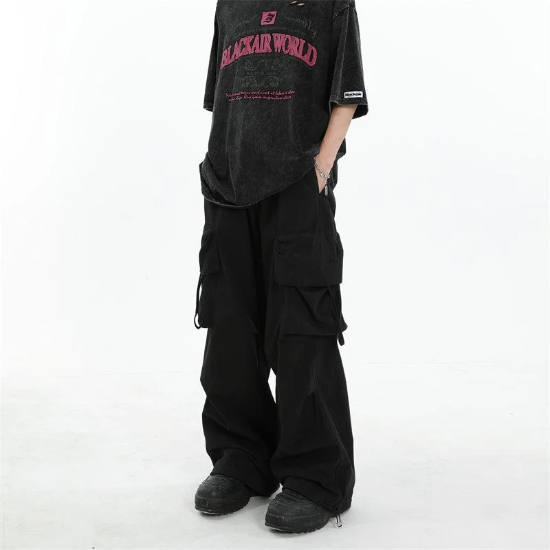 Multi-Pocket Pleated Parachute Pants