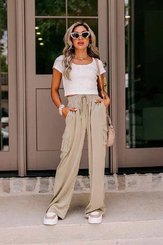 Sure And Steady High Waist Trousers In Sage