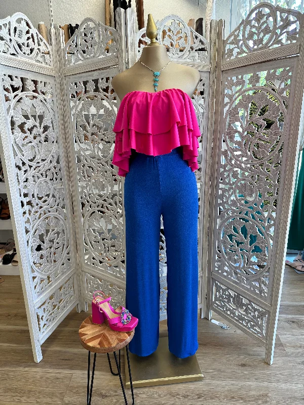 Wide Leg Blue Pants