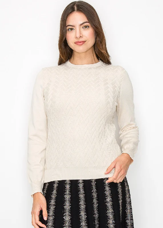 Ivory Chevron Detail Sweater