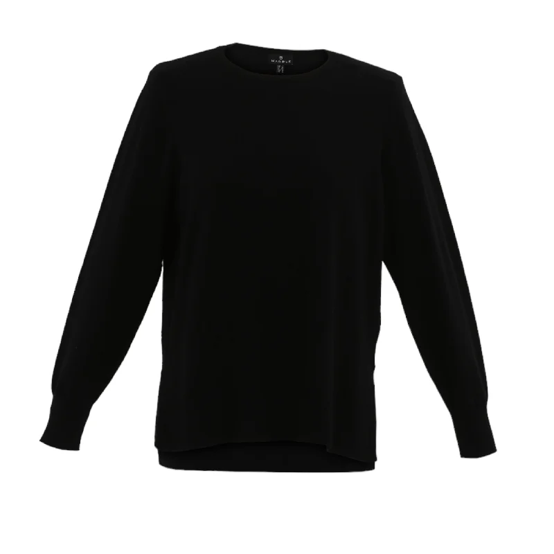 Marble Round Neck Sweater Black