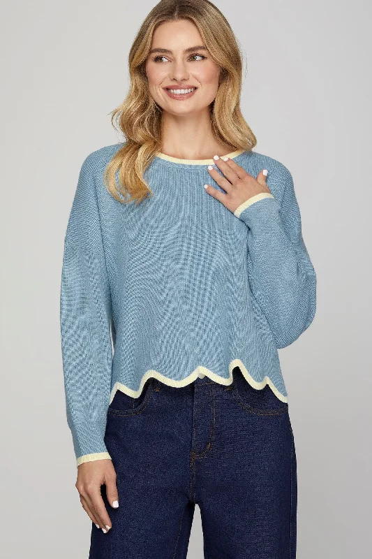 Misty Meadows Scallop Sweater