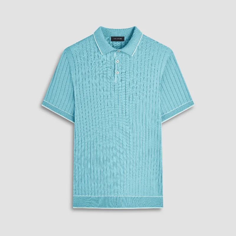 Rib Stitch Short Sleeve Polo Sweater