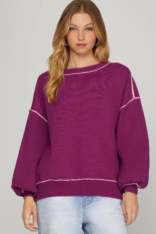 Tickled Pink Contrast Sweater