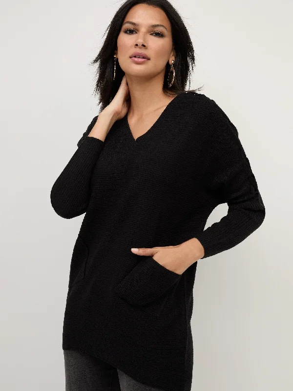 Two-Pocket Cocoon Tunic Sweater