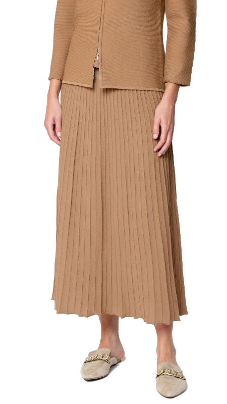 Geraldina Pleated-Knit Maxi Skirt; Mocha