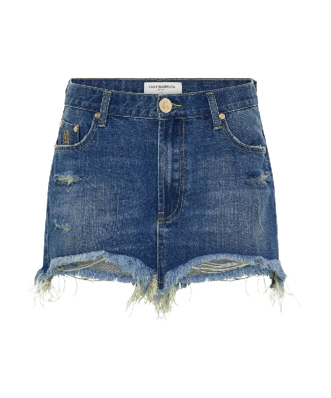 Junkyard Denim Skirt Shredded Gold