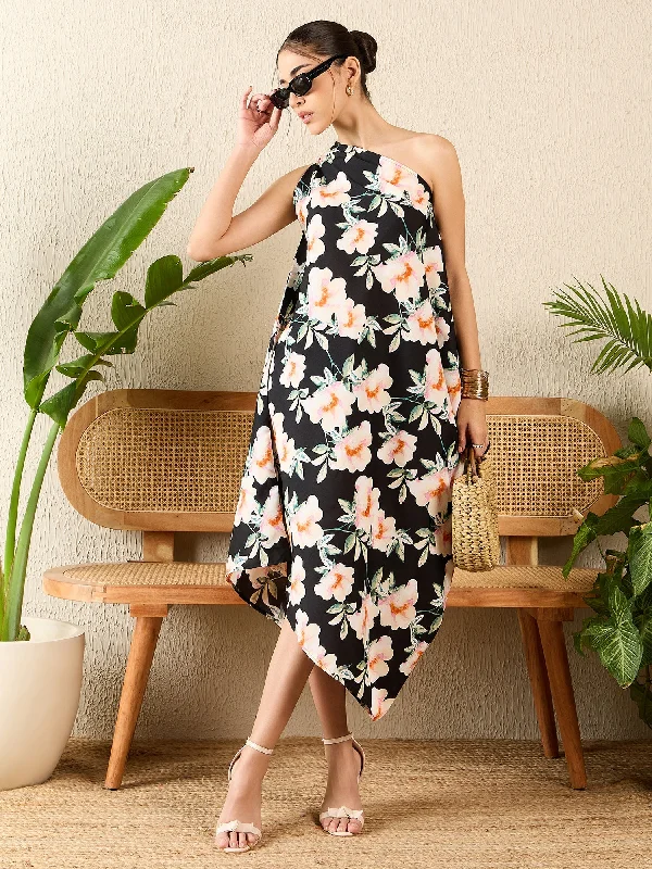 Black Base Floral Print