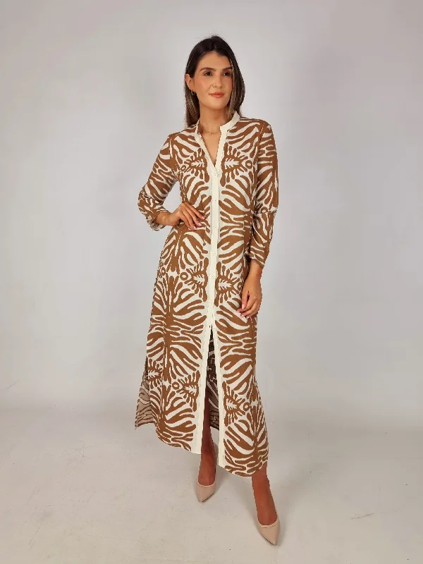 KAOS Brown/White Dress