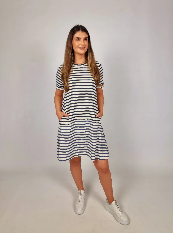 Md'M Blue/Beige Tshirt Dress