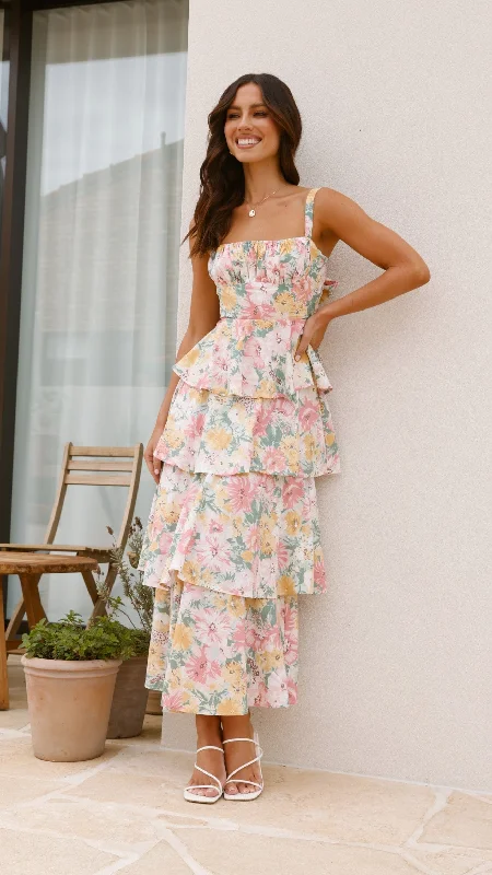 Page Maxi Dress - Blush / Yellow Floral