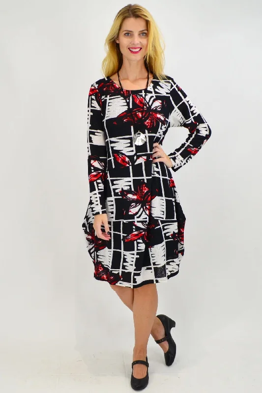 Red Butterfly Cocoon Tunic Dress