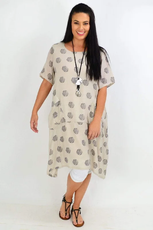 Taupe Dots Bubble Tunic Dress