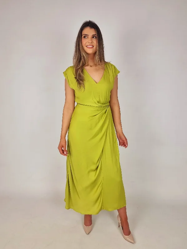 Van-Dos Green V Neck Dress