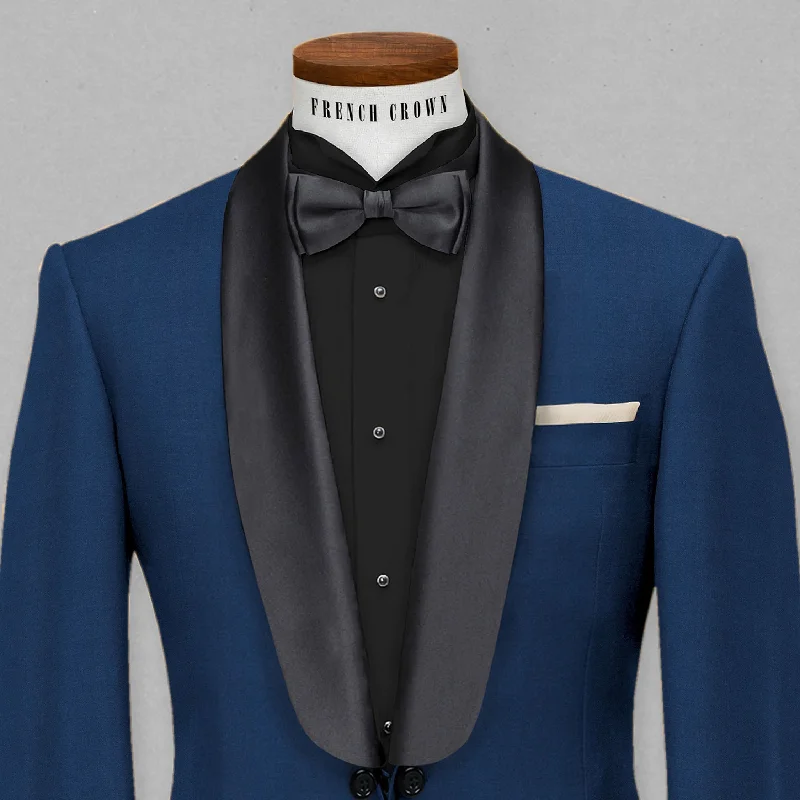 Space Blue Subtle Sheen Tuxedo Blazer