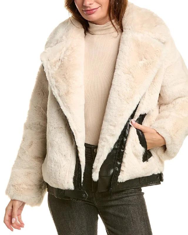 The Kooples Asymmetrical Plush Coat