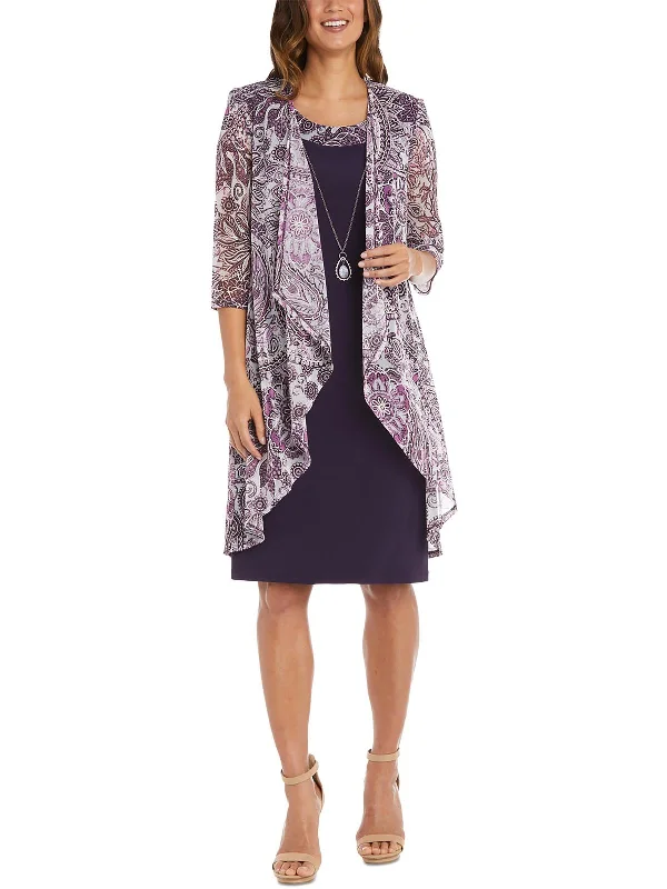 Womens Mesh Printed Duster Blazer