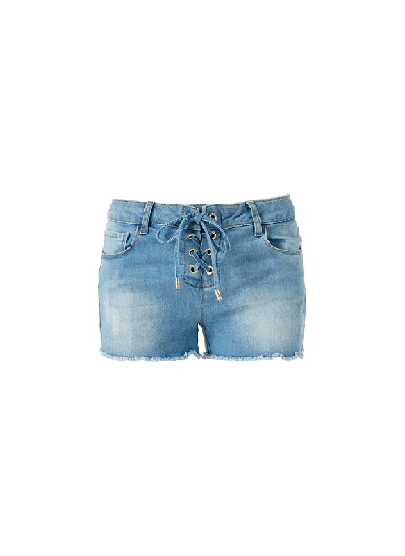 Alexi Lace Up Denim Shorts