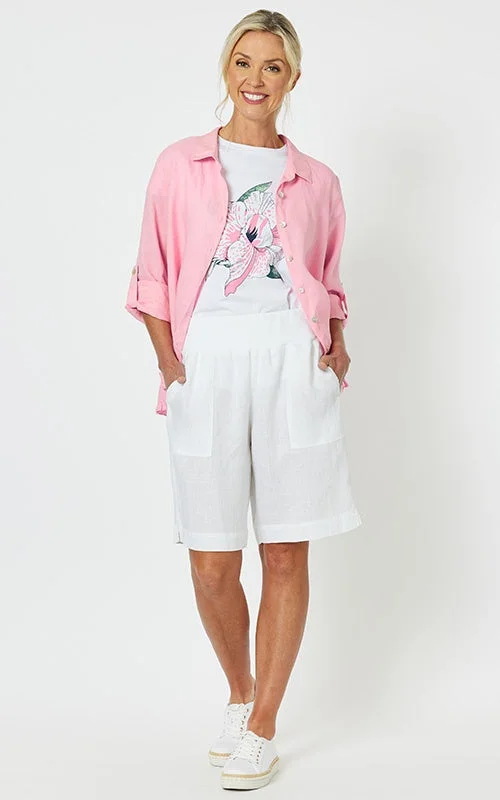 Jersey White Waist Linen Short