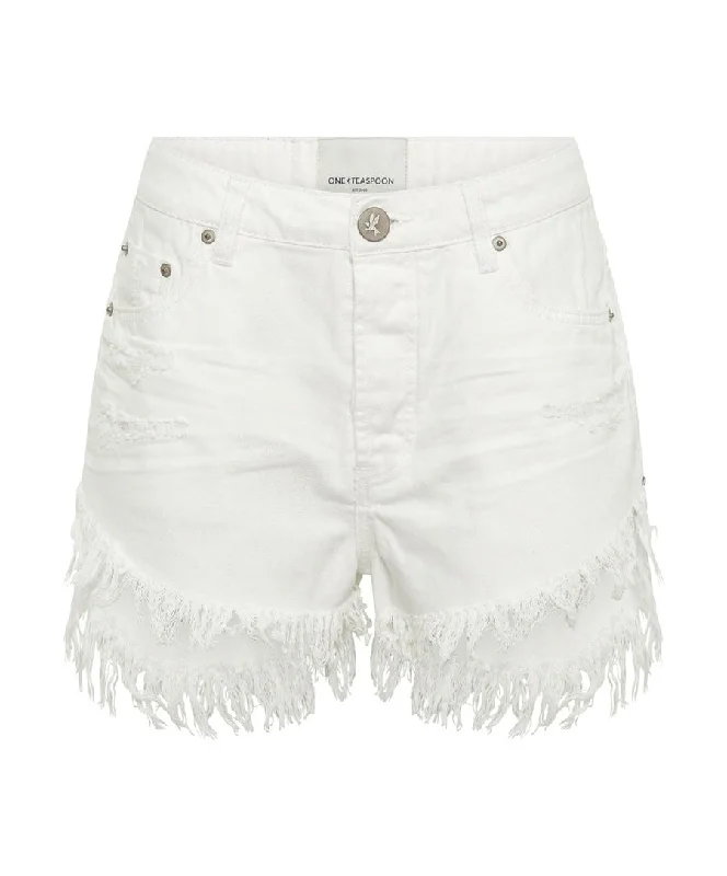 Outlaws Mid Waist Denim Shorts White Beauty