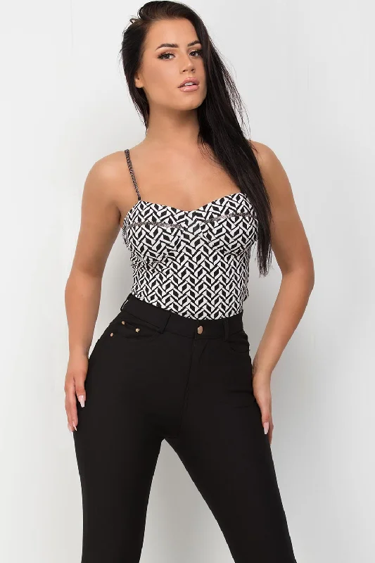 Going Out Top With Cup Detail And Chain Straps